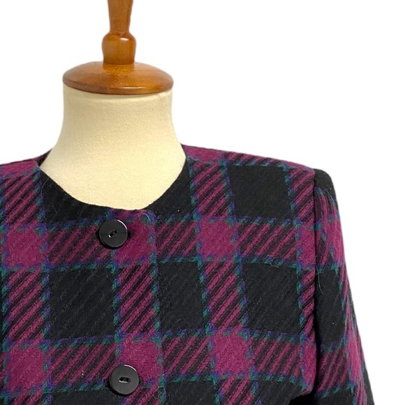 Vintage Karen Scott Petites women's blazer plaid button front size 4 - Picture 3 of 8